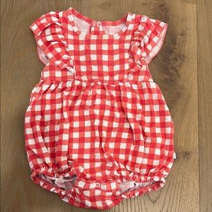 Posh Peanut Red and White Checkered Baby Romper